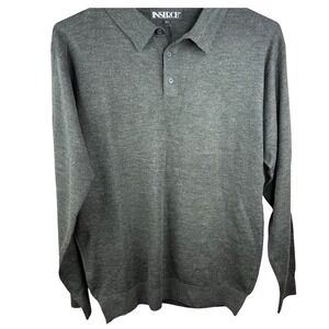 Inserch Mens Large Pullover Sweater knit‎  polo long sleeve deep gray charcoal